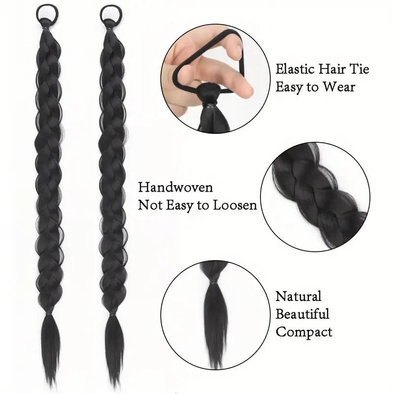 Extensão de cabelo sintético trançado com rabo de cavalo alto e estiloso para mulheres - aparência natural e estilo versátil (várias cores disponíveis)_voghion.com