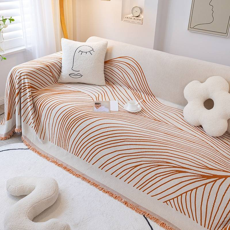 Chenille-Sofabezug mit Streifendesign – weicher, strapazierfähiger und stilvoller Schutz für Sofas, Sofagarnituren und Zweisitzer – modernes minimalistisches Wohndekor_voghion.com