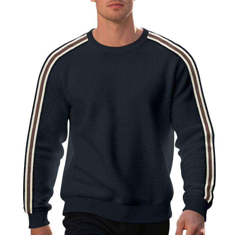 Frühling Herbst 2025 Mode Top Herren Rundhals Gestreift Spleißen Langarm Casual Sport Lose Palm Beach Sweatshirts_voghion.com