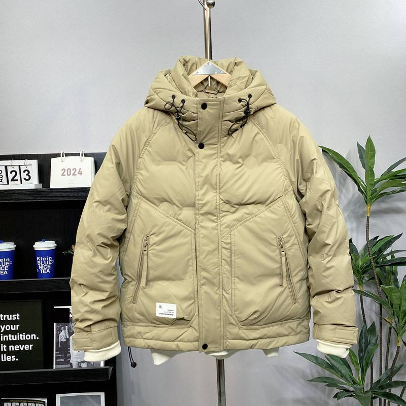 Piumino corto invernale con cappuccio da uomo, leggero e caldo, piumino d'anatra bianco con potere riempitivo 900, cappotto casual dalla vestibilità ampia per il freddo_voghion.com