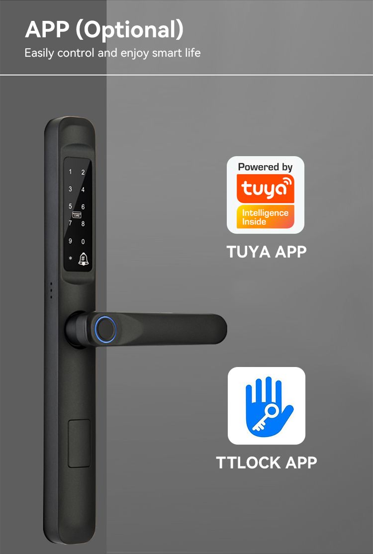 Wifi Smart Lock Mit Griff Für Glastür Mit Keyless Security System Tuya Tenon K9_voghion.com