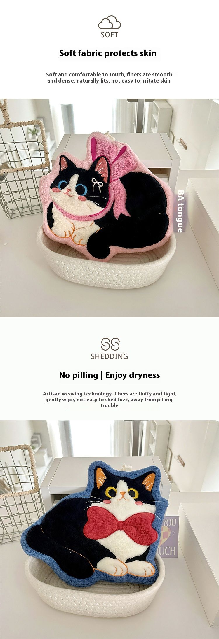 Schattige katten koraal fleece handdoek - ultrazacht en snel drogend - schattig kattenontwerp voor keuken en badkamer (diverse stijlen, 80-100 g)_voghion.com