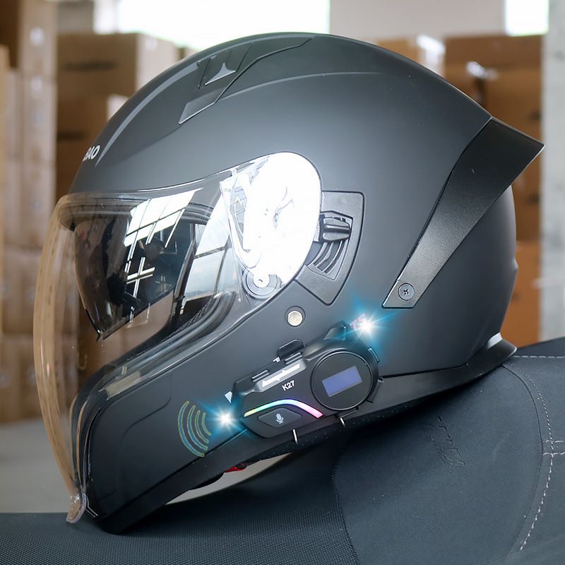 Casco integrale da moto KQIBOO con doppia visiera, calotta in ABS leggera, certificato 3C, sistema di idratazione, compatibile con Bluetooth_voghion.com