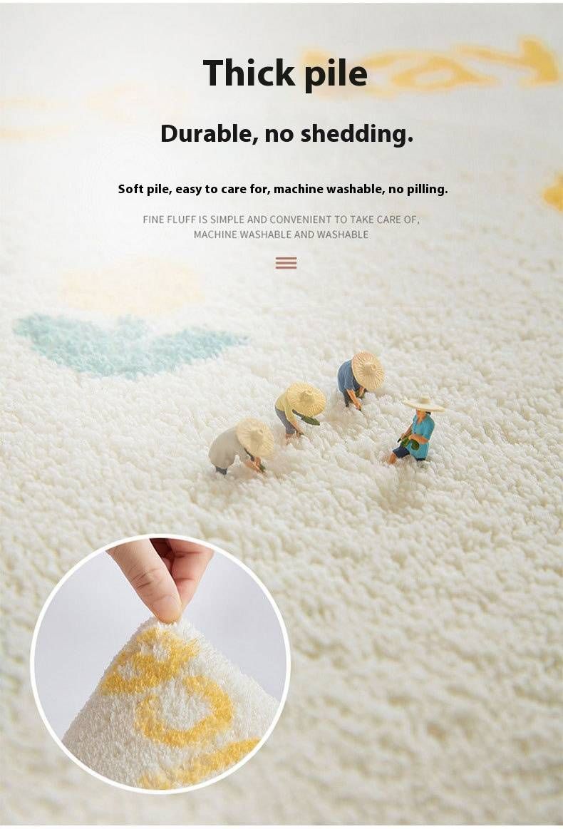 Plush Cartoon Animal Rug – Super Soft Faux Wool Runner Carpet For Kids’ Room, Bedside & Play Area, Machine Washable Non-Slip Floor Mat_voghion.com