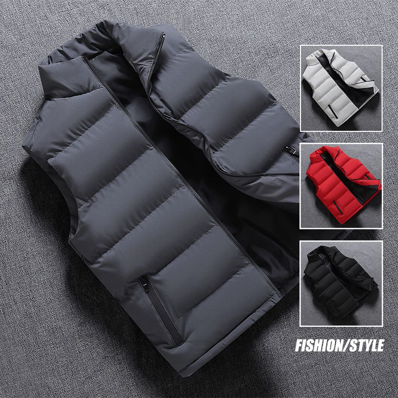 Gilet trapuntato senza maniche da donna - Gilet imbottito invernale caldo con tasche laterali, gilet unisex foderato in pile in nero/beige/carbone/rosso_voghion.com