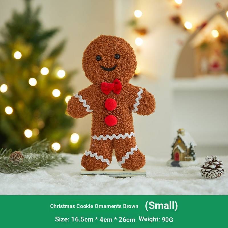 Wooden Christmas Cookie Figurines – Festive Tabletop Decor (2 Sizes, Pink & Brown, Multi-Style Holiday Display)_voghion.com