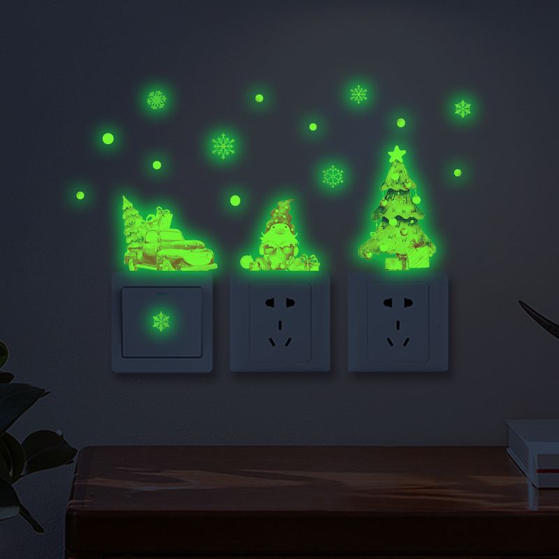Night light switch AFG3678 Christmas tree socks glowing green bedroom living room wall sticker_voghion.com