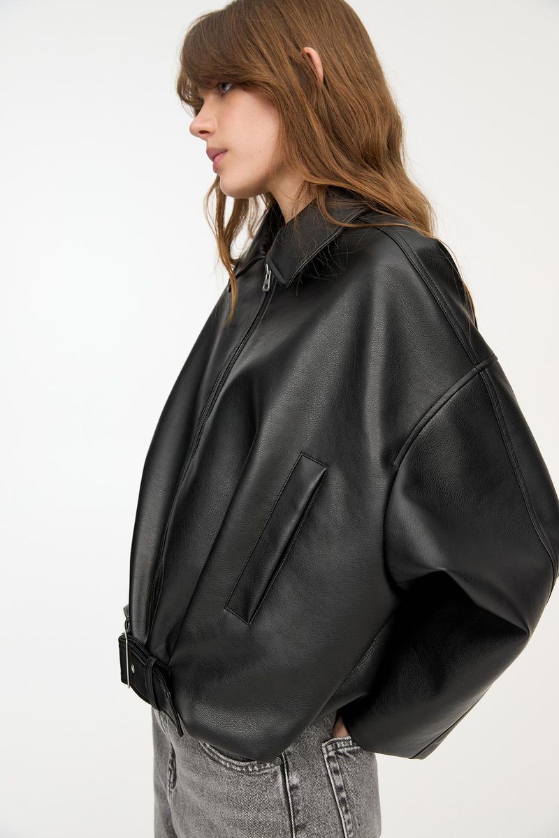 Blouson aviateur en similicuir d'inspiration vintage pour femme - Manteau décontracté et élégant pour le printemps, coupe décontractée (noir, marron)_voghion.com