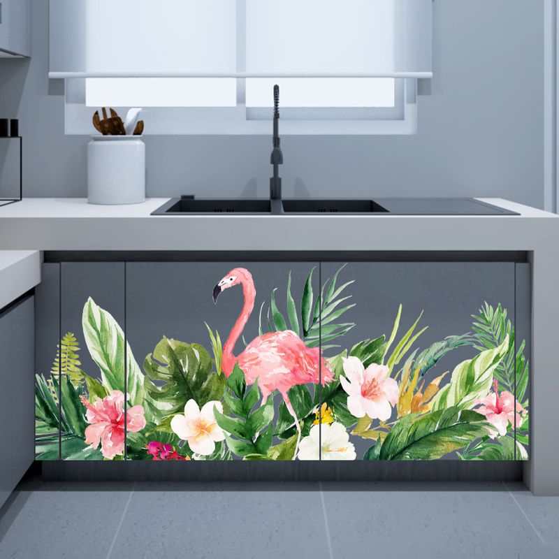 Selbstklebender Wandaufkleber aus PVC mit Flamingomotiv im nordischen Stil CH81020, individueller Wandaufkleber für die Dekoration von Küche und Bad_voghion.com