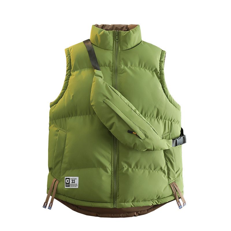 Douyin Stand Collar Reversible Vest For Men, Autumn Winter, Youth And Middle-aged Men's Clothing, Warm Casual Vest,_voghion.com