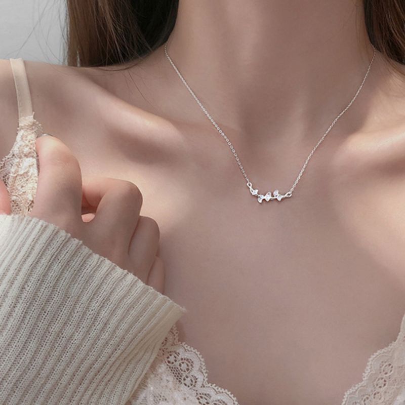 Collana da donna in argento puro 999 con foglia di ginkgo, design di nicchia leggero e lussuoso, ciondolo a catena per clavicola, semplice ed elegante._voghion.com
