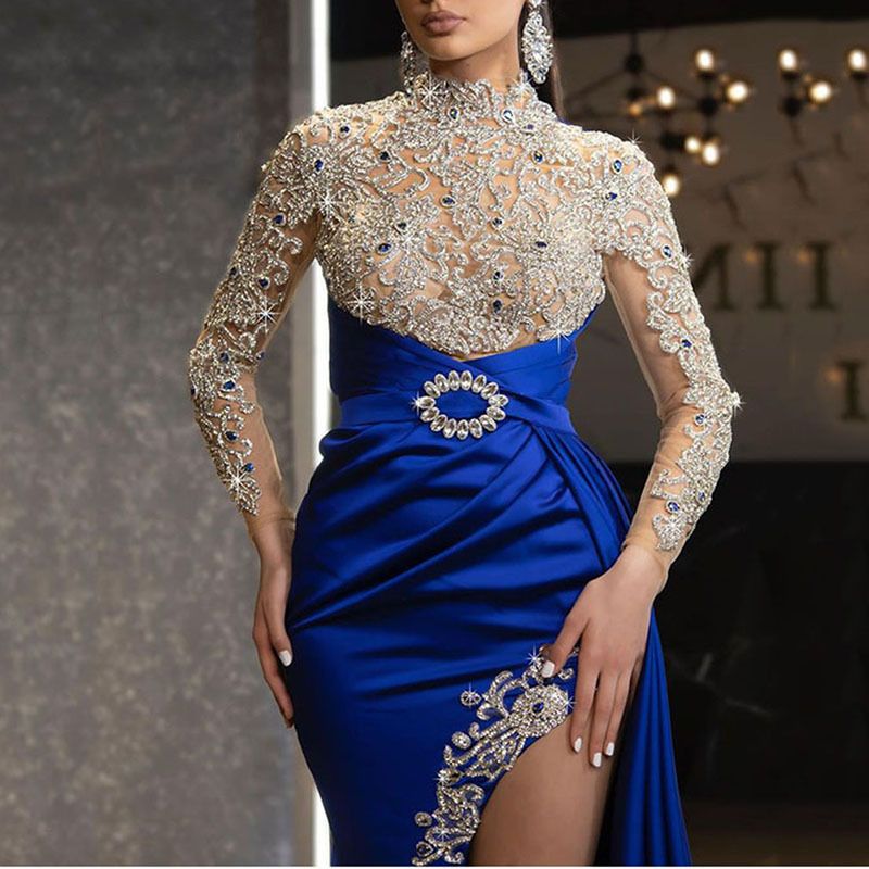 New Evening Women's Blue Maxi Dress_voghion.com