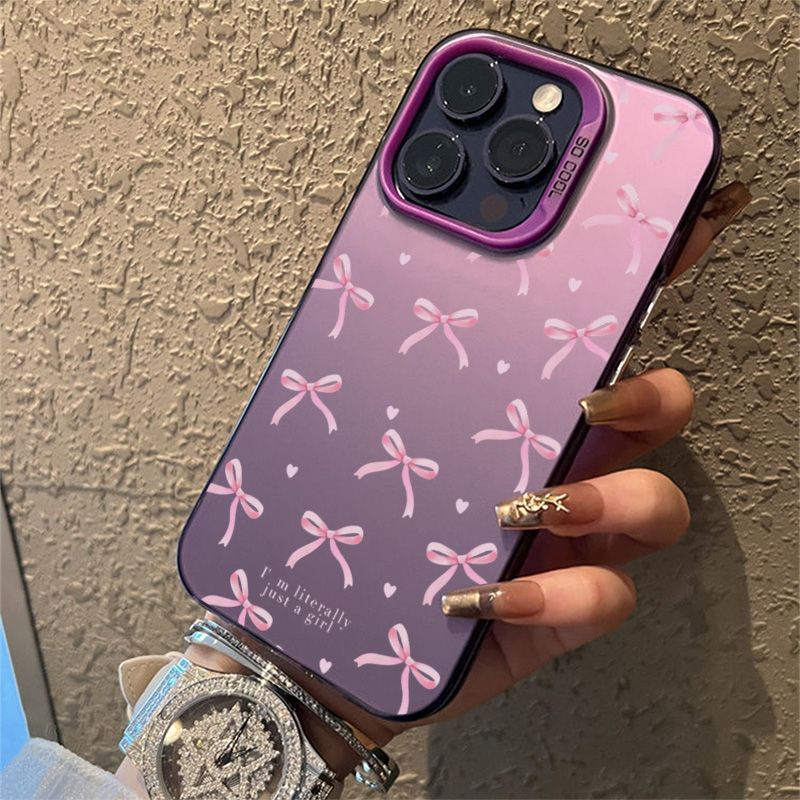 Coque de téléphone à motif cœur et nœud pour iPhone 16 Pro Max, 15, 14, 13, 12, 11, XS, X, XR, 7, 8 Plus, SE 2022, résistante aux chocs, rigide et mate_voghion.com