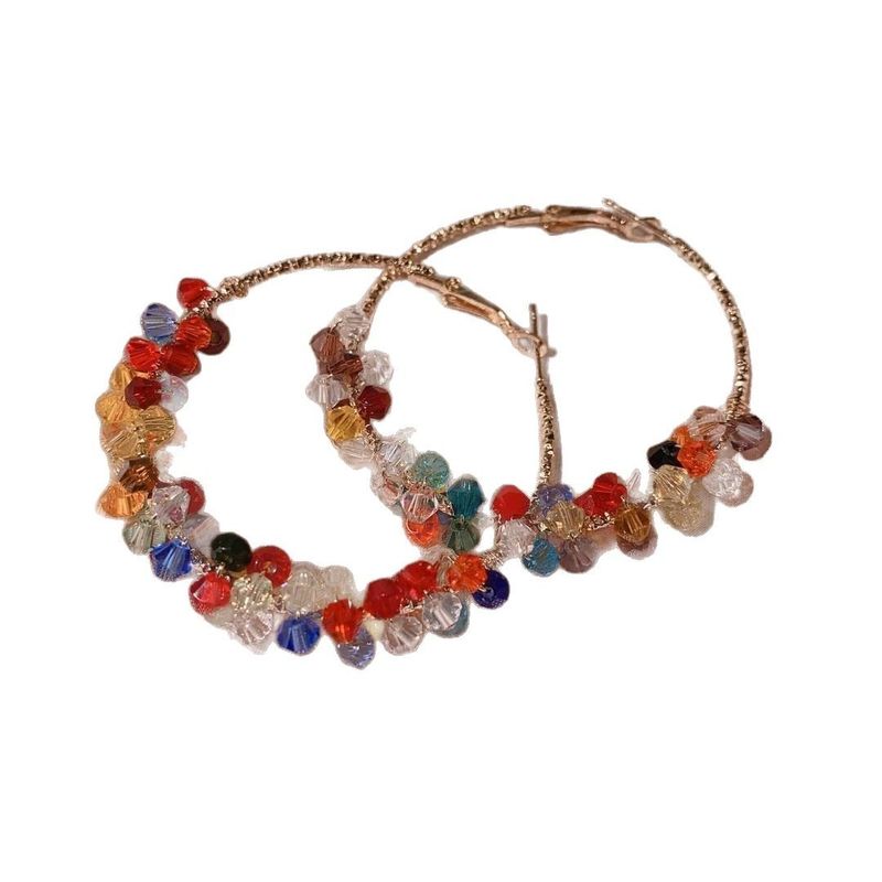 Minimalist Elegant Rice Bead Hoop New Design Sense Large Women's Atmosphere Earrings 1965_voghion.com