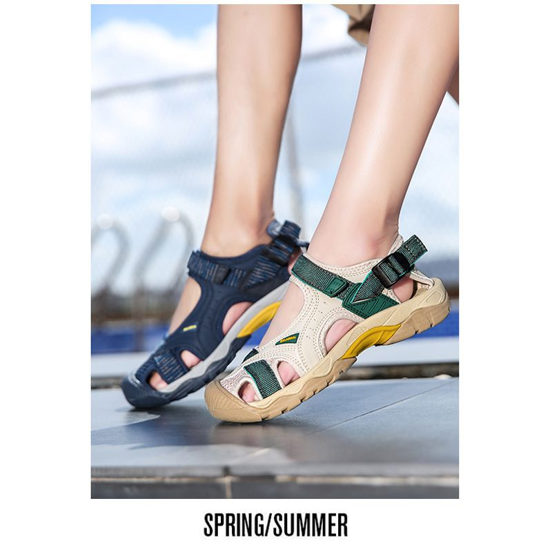 2023 männer Sommer Outdoor Student Sandalen Anti-rutsch Weiche Fluss tracing Sport Flache Unterseite Strand Schuhe_voghion.com