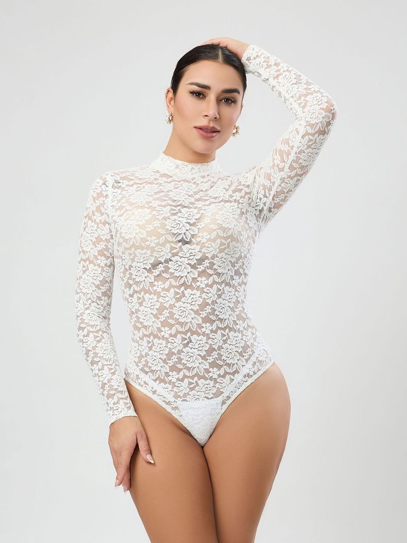 Sexy Lace Jumpsuit New White Design Top Long Sleeved High-end Women's Clothing_voghion.com