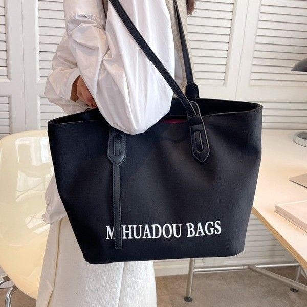 Canvas Large Women 2025 Spring New High-end Fabric Handheld Shoulder Bag For Class And Commute Tote_voghion.com