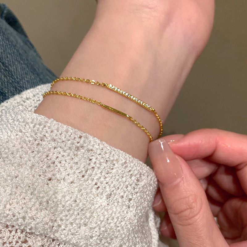 Doppellagiges Zirkonarmband für Frauen im Nischendesign, kaltes Temperament, Paar-Freundinnen-Handschmuck_voghion.com
