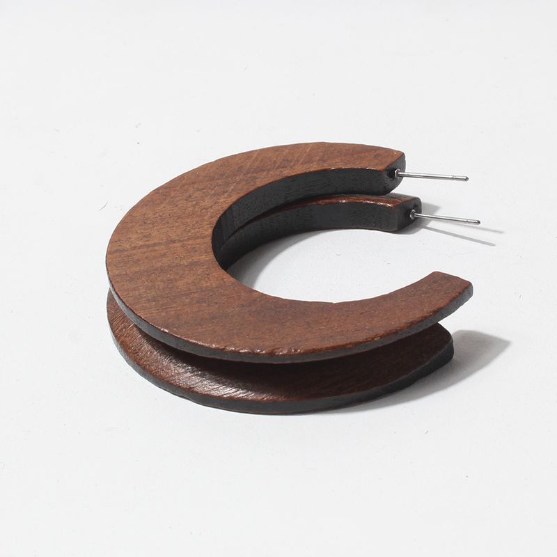 Damen-Schmuckset, modische Ohrringe aus Holz, kleine Halbkreis-Persönlichkeitsohrringe, einfache Ohrringe, Ohrringe für Frauen_voghion.com