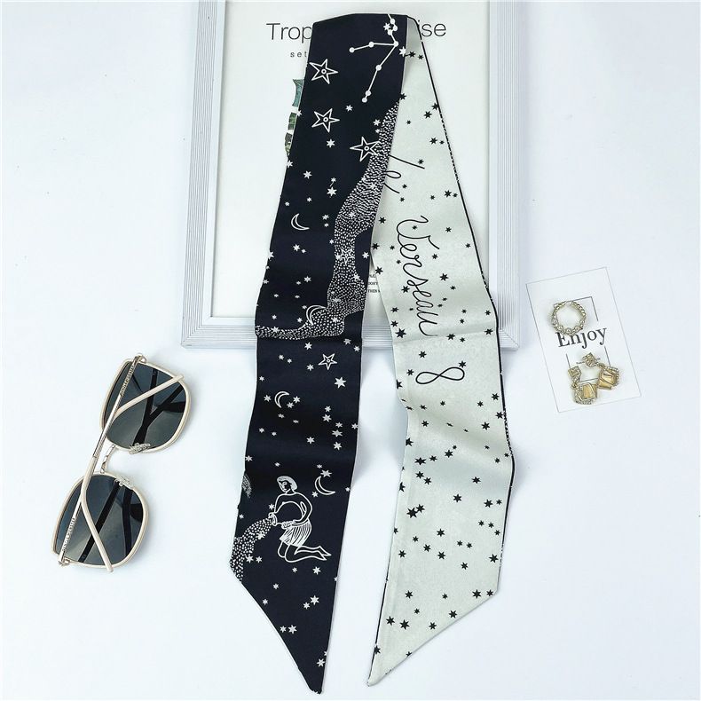 Frühling Herbst Mode Tarot Marke Zwölf Konstellationen Kleiner Schal für Frauen in Südkorea, Schmaler Langer Gestreifter Schal,_voghion.com