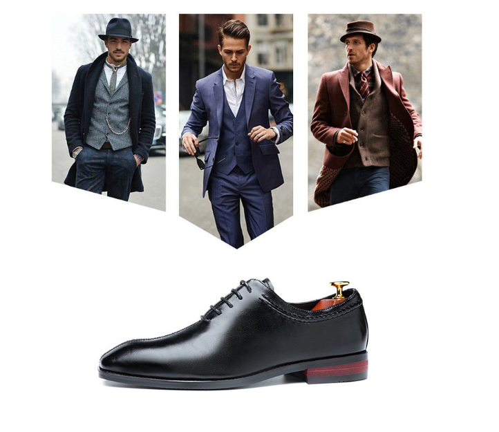 Zapatos de vestir para hombre con cordones de cuero sintético estilo bruñido para boda_voghion.com