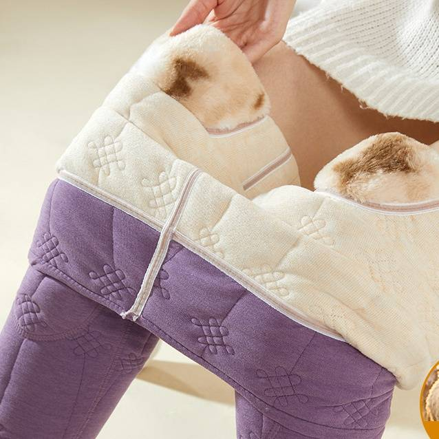 Women's Clothing Wool warm pants plus velvet thickened waist and knee pads autumn and winter high waist_voghion.com
