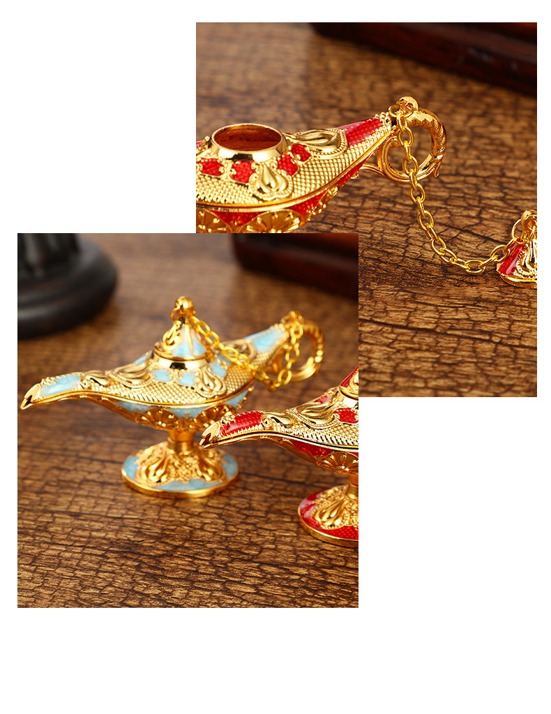 Home Furniture Light luxury classical style Aladdin magic lamp ornaments temperament retro pattern wishing lamp bedroom decoration crafts_voghion.com