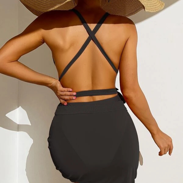 Vêtements pour femmes Mode Maillot de bain sexy Bikini froncé Bikini Maillot de bain trois pièces pour femmes_voghion.com