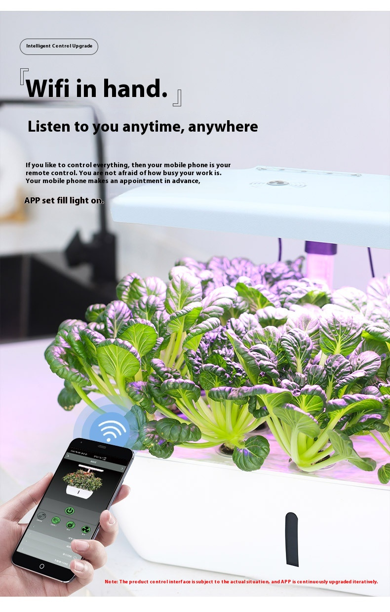 Máquina de plantio hidropônico inteligente com WIFI Equipamento hidropônico de vegetais domésticos Máquina de cultivo sem solo com luz de preenchimento doméstico_voghion.com