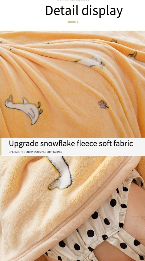 Cobertor de lã floco de neve, lençol de flanela quente, cobertor de lã coral de espessura dupla_voghion.com