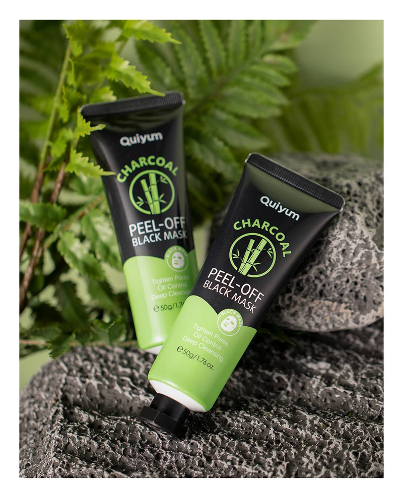 QUIYUM Maska za ljuštenje s bambusovim ugljenom, 50 g - za čišćenje pora, nanošenje na kožu s hidratantnom funkcijom_voghion.com