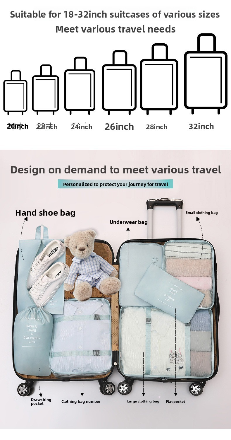 7-Piece Waterproof Travel Organizer Set - Large Capacity Packing Cubes For Clothes Shoes & Electronics (Compression Multi-Purpose Durable Foldable)_voghion.com