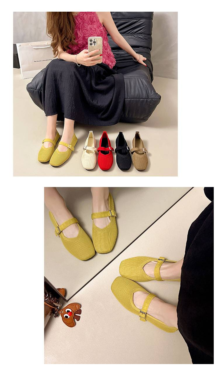 Täglich bequeme, schlichte und klassische einfarbige Flachstrickschuhe für Damen_voghion.com