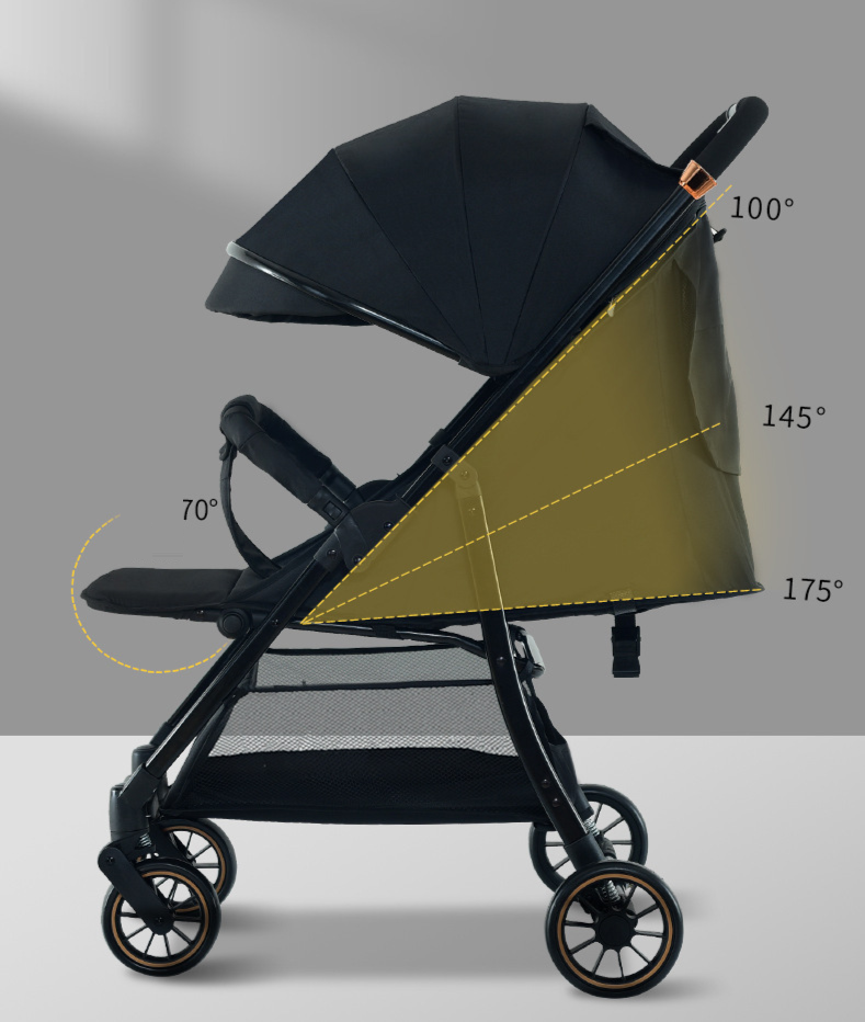 Wózek dziecięcy premium z odchylanym siedziskiem, lekka, składana konstrukcja, system zawieszenia High-View zapewniający płynną jazdę (0-3 lata)_voghion.com