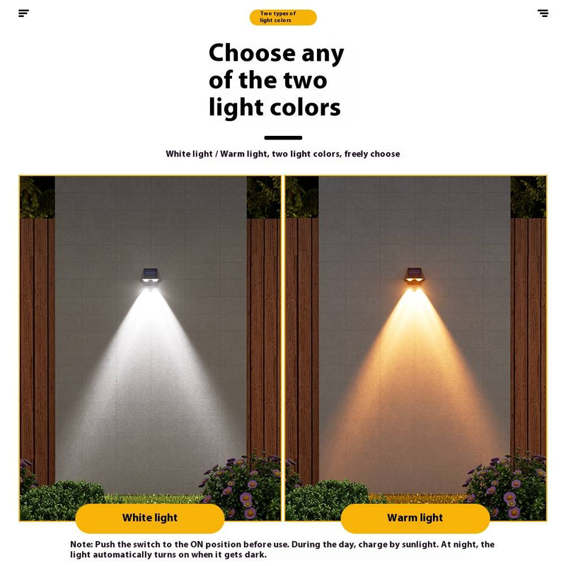 Solar-Wandleuchten für den Außenbereich, wasserdicht, dekorative Gartenbeleuchtung, LED-Solar-Wandlampe für Terrasse, Balkon, Villa, Weg (weißes/warmes Licht)_voghion.com