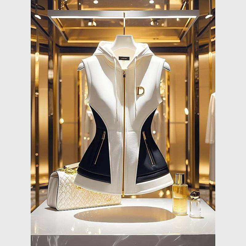 Inspired Hooded Vest – Cropped White Polyester Puffer Sleeveless Jacket With Zip Front (S-XL, Streetwear & Minimalist Layering)"_voghion.com