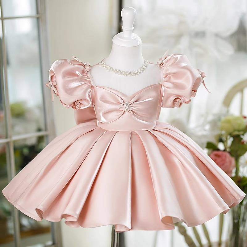 Abito da principessa rosa per bambina - Abito elegante per recital di pianoforte ed eventi speciali_voghion.com