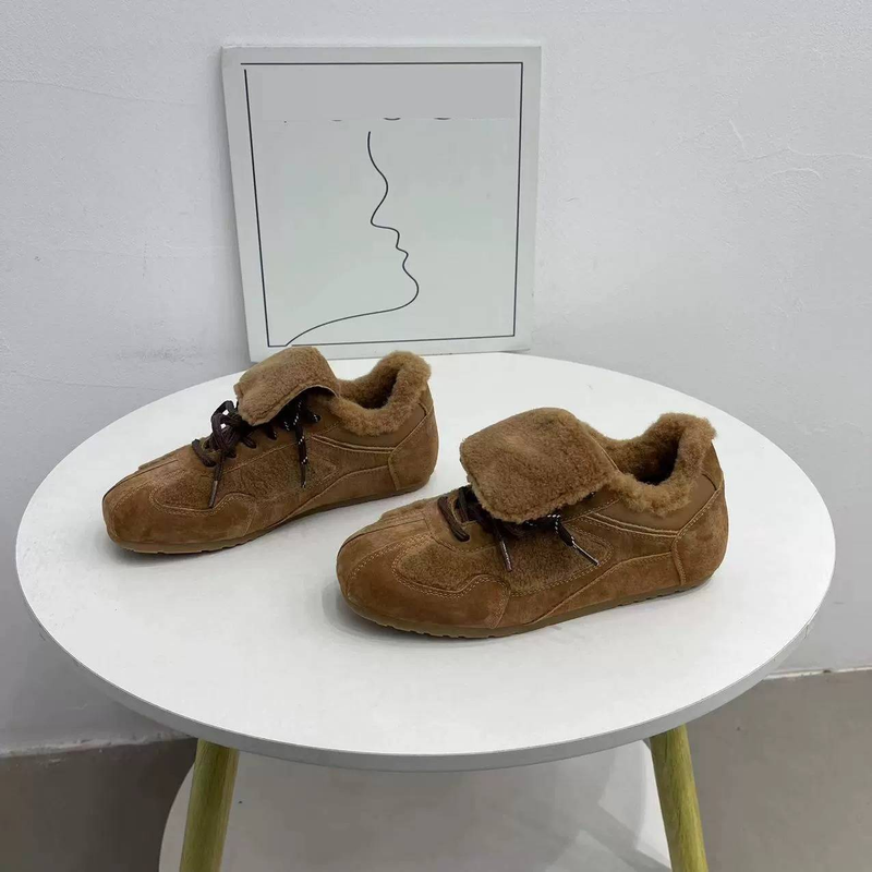 Women's Shoes Soft Leather Soft Sole Plus Velvet For Women Winter Inner Height Increase Two Color Shoelace Flip Up Fur Shoes_voghion.com