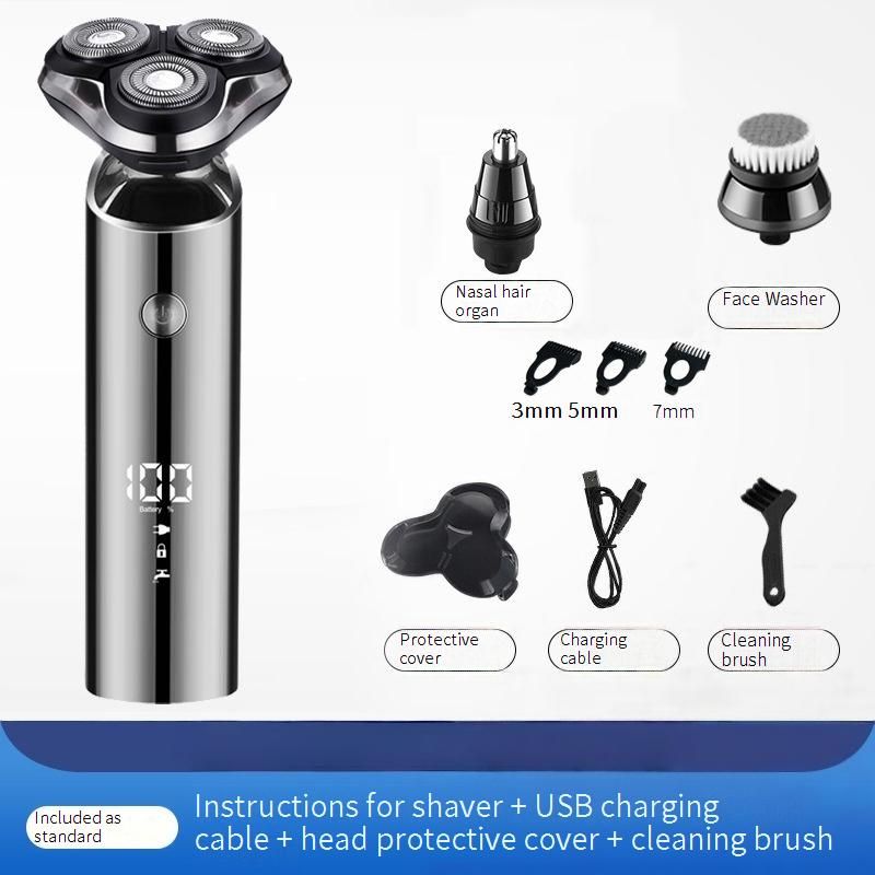 Multi-Grooming Electric Shaver For Men – 3D Floating Heads, 80-Min Runtime, USB Charging, Waterproof & All-in-One Kit (LED Display)_voghion.com