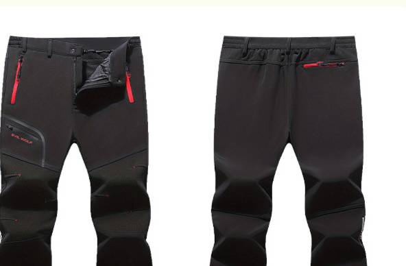 Herren-Softshellhose für alle Jahreszeiten – Winddichte, fleecegefütterte Wanderhose mit Stretch-Passform für Bergtrekking und Pendeln in der Stadt (Schwarz, Grau)_voghion.com