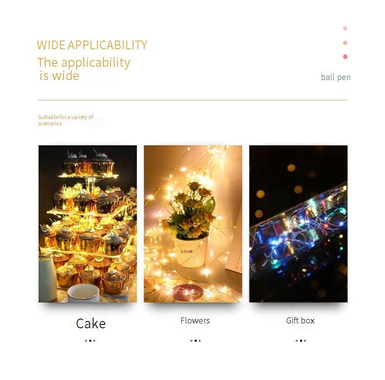 Mini-LED-Lichterketten für Kuchen, Blumen, Luftballons, Dekorationen – 10/20/30 LED-Kupferdraht-Lichterketten mit Knopfbatterie_voghion.com