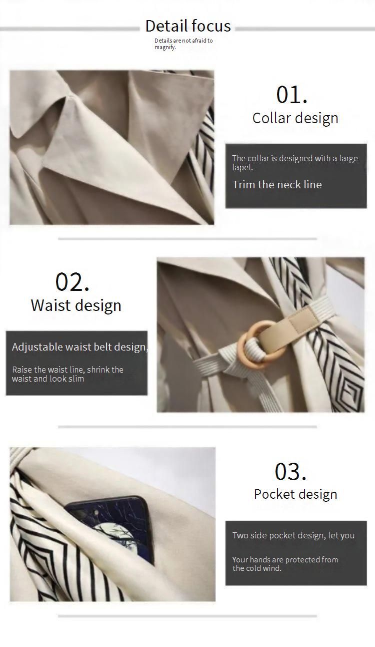 Elegante trench da donna taglie forti - Capospalla snellente di media lunghezza con colletto polo, vestibilità ampia e maniche a palloncino alla moda_voghion.com