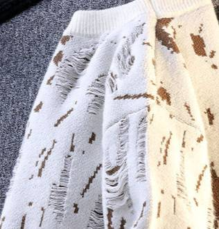 Men’s Lazy Style Jacquard Sweater – Thick & Cozy Pullover With Crew Neck (White/Red/Khaki/Black, Sizes M-4XL)_voghion.com