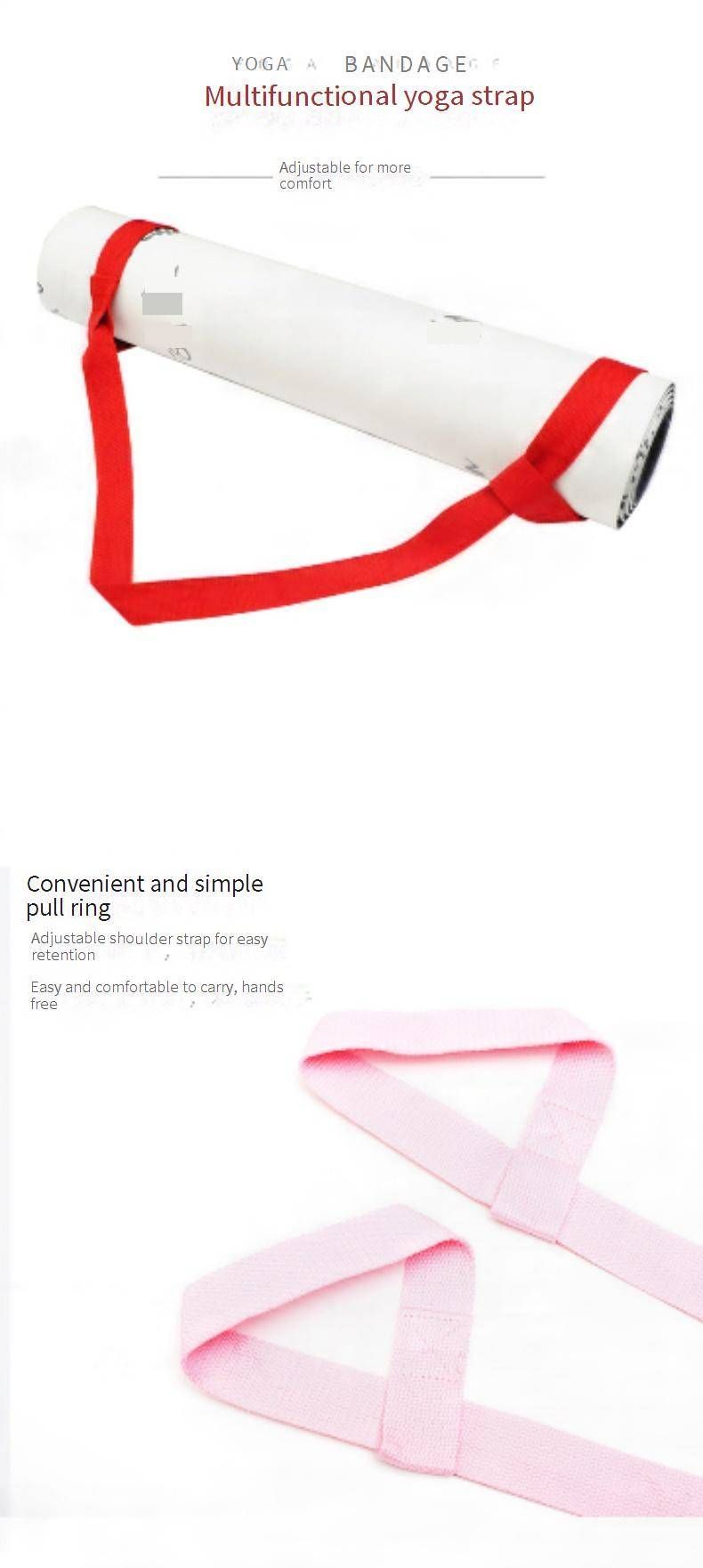 Tapis de yoga portable avec sangles, accessoires de yoga multifonctionnels pour l'extérieur, sangles de yoga_voghion.com