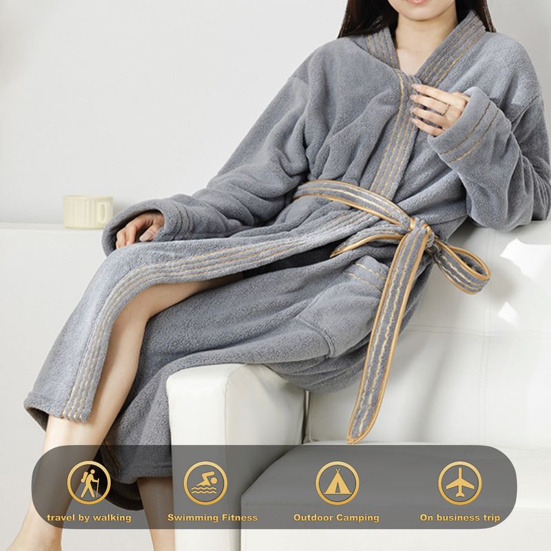 Premium Coral Fleece Badjas - Warm & Comfortabel in de Winter (Luxe Huis, Hotel & Spa Gebruik, Lichtgewicht & Zacht)_voghion.com