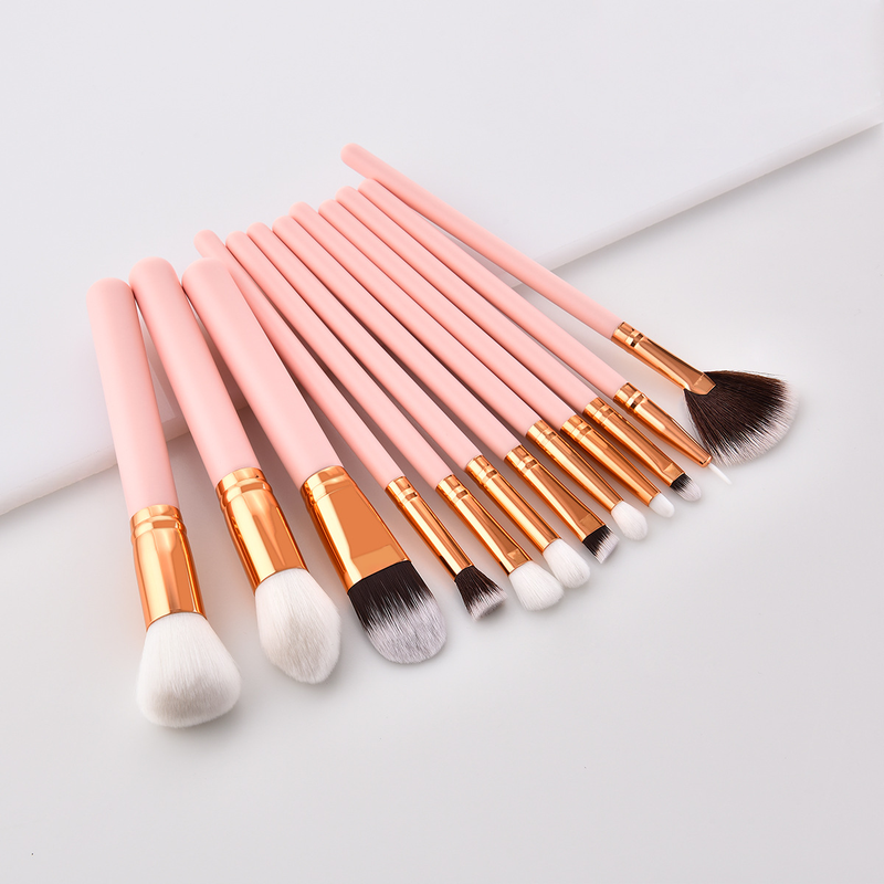 12-teiliges Make-up-Pinsel-Set, Make-up-Tools, Schönheits-Foundation-Pinsel, Fächerpinsel, Concealer, GUJHUI F_voghion.com