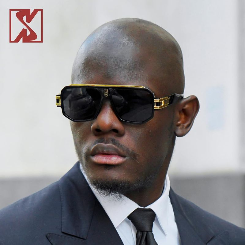 Occhiali da sole da pilota retrò quadrati polarizzati da uomo, alla moda, con montatura in metallo oversize e parte superiore piatta._voghion.com