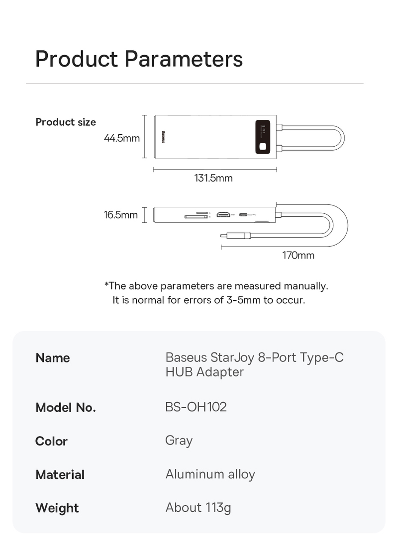 Baseus 10Gbps USB C Hub Type C To HDMI-compatible USB Adapter Ethernet Port Docking Station For MacBook Air M1 M2 USB Splitter_voghion.com