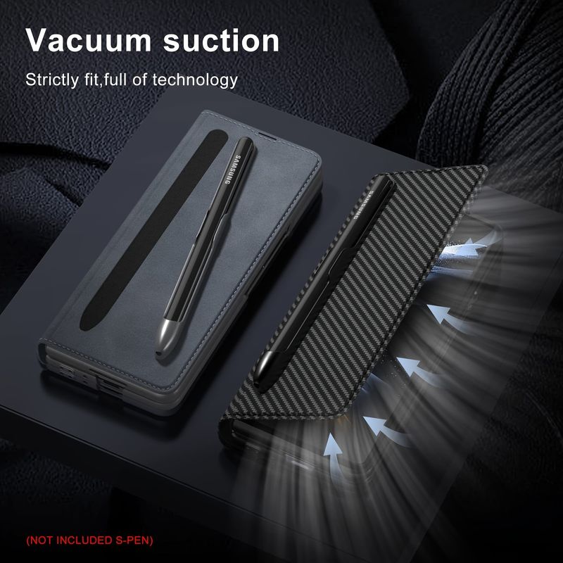 For Z Fold 3 Geometric Frosted Solid Color Case Film Flip Phone Case With S Pen Slot_voghion.com