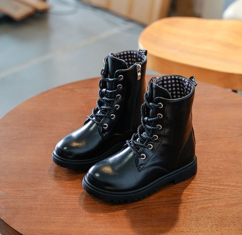 Kurze Stiefel für Mädchen im Winter 2023, neuer koreanischer Stil, britischer Stil, mit Fleece gefütterte Martin-Stiefel für kleine Mädchen, Prinzessinnen-Einzelstiefel_voghion.com